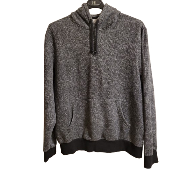 Old Navy Other - Old navy men's herringbone black & gray hooded long sleeve sweatshirt size lar